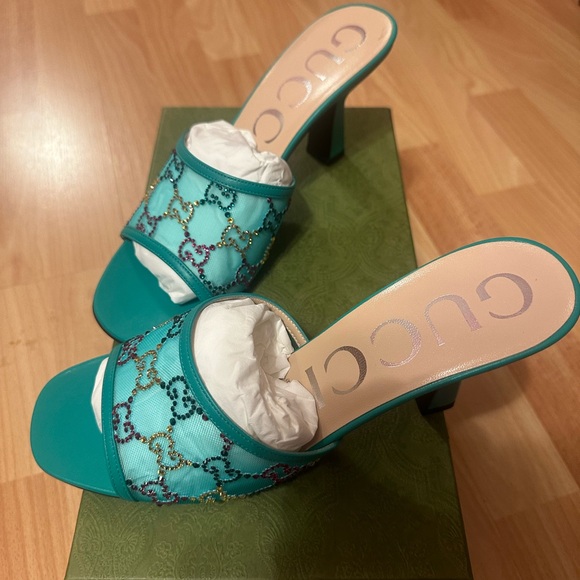 Authentic Gucci crystal GG embellished Mesh Heels - Picture 5 of 11
